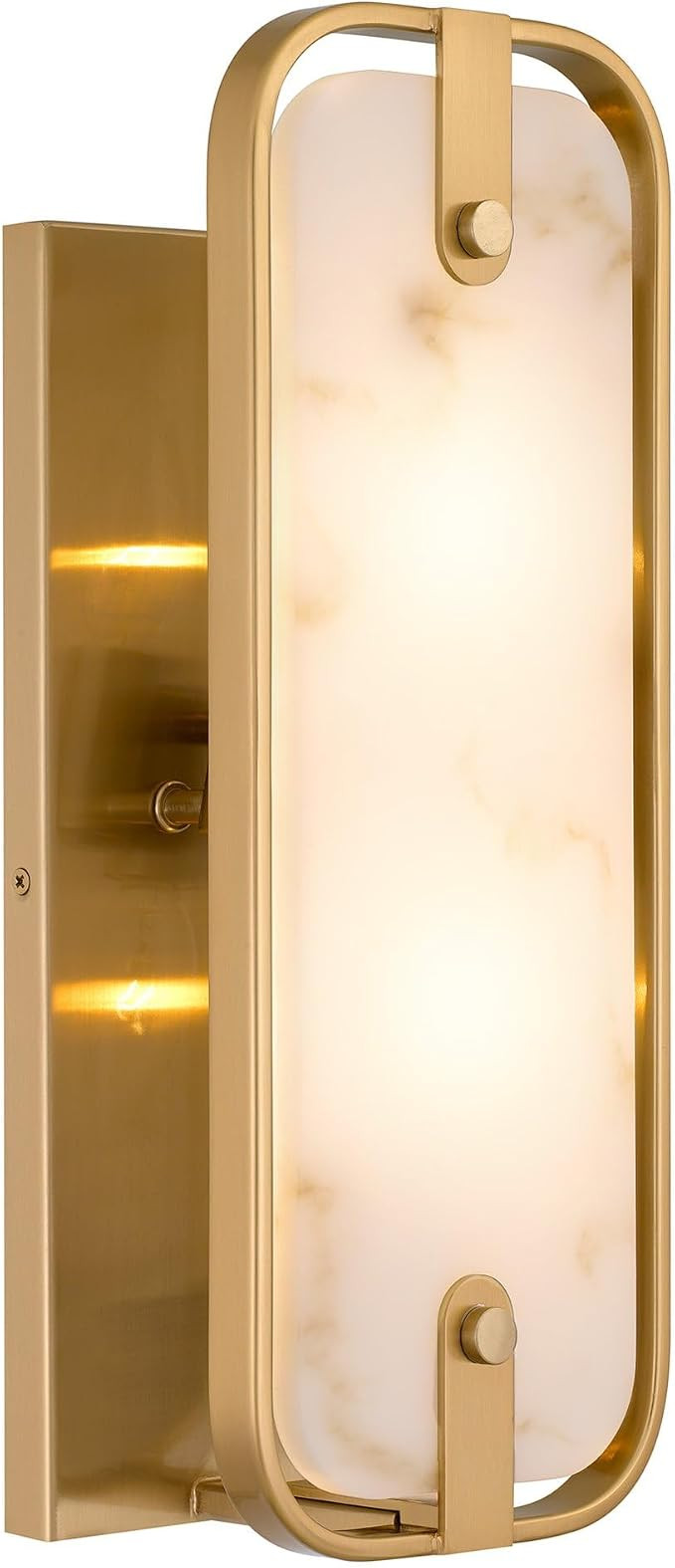 Kira Home Casia 16" Modern Gold Faux Alabaster Wall Sconce, Gold Wall Light with Honed Resin Shad... | Amazon (US)