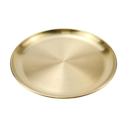 Antrader Round Gold Tray,Round Gold Decorative Trays Stainless Steel Tray for Jewelry Bar Jewelry Dish Key | Amazon (US)