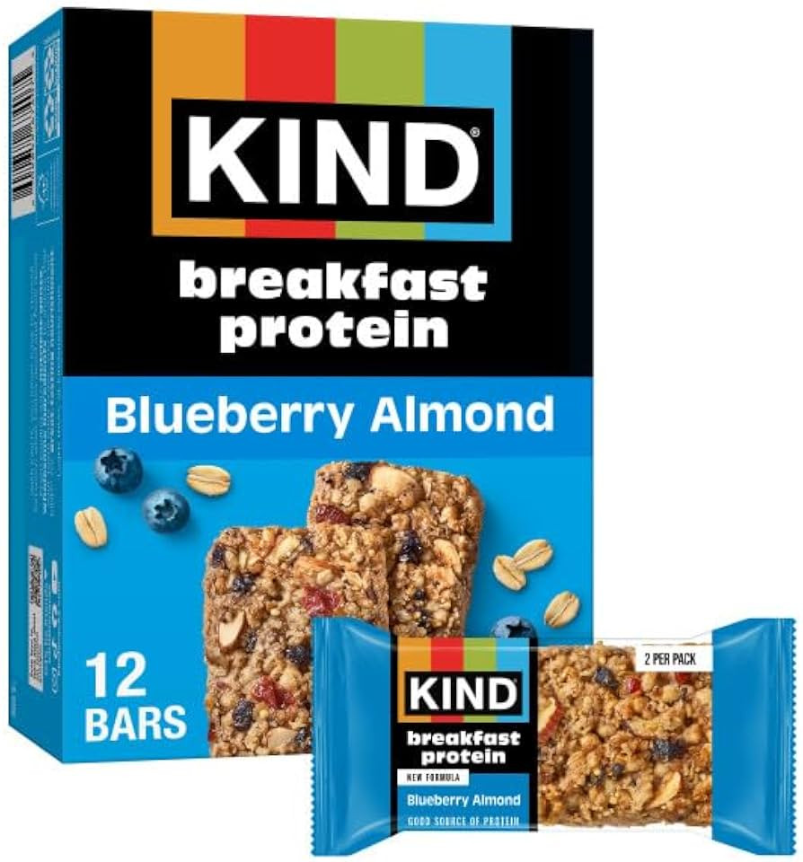 KIND Breakfast Protein Bars, Blueberry Almond, Gluten Free, Low Sodium, Healthy Snacks, 8g Protei... | Amazon (US)