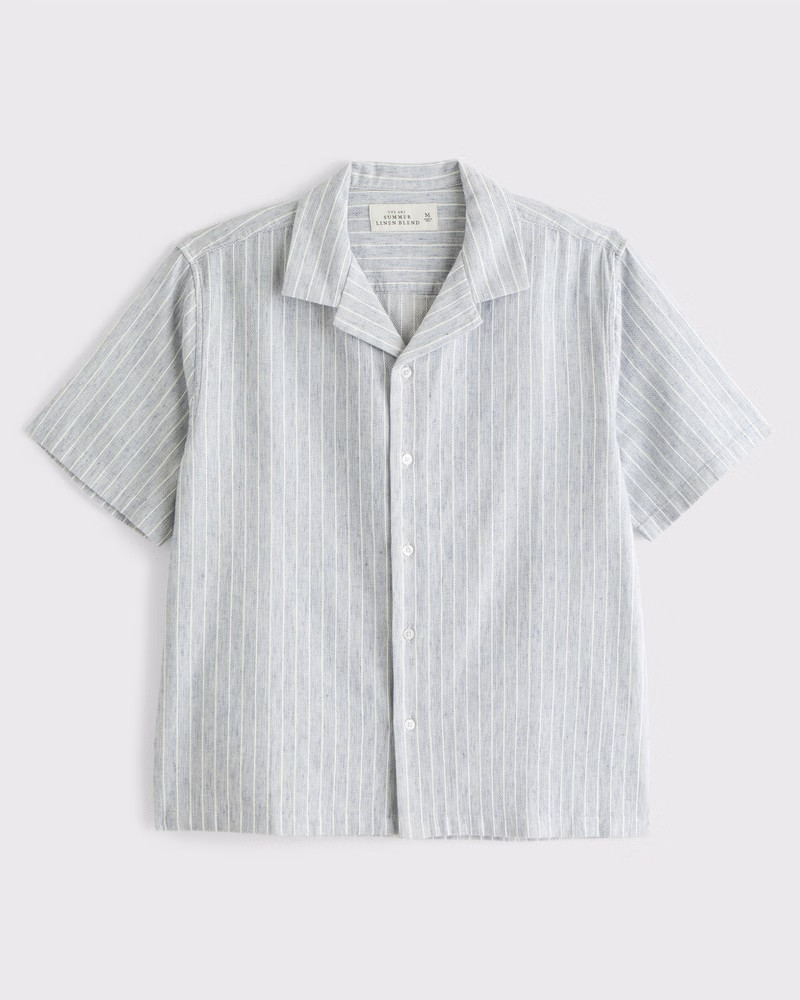 Camp Collar Summer Linen-Blend Shirt | Abercrombie & Fitch (US)