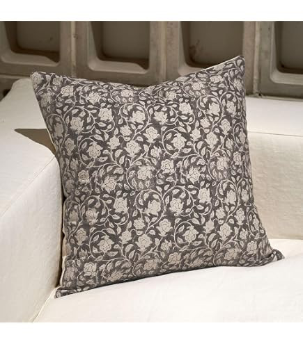 Hand-Block Printed, Artisan-Made Neutral Accent Throw Pillow Covers- 100% Cotton Cushion for Sofa... | Amazon (US)