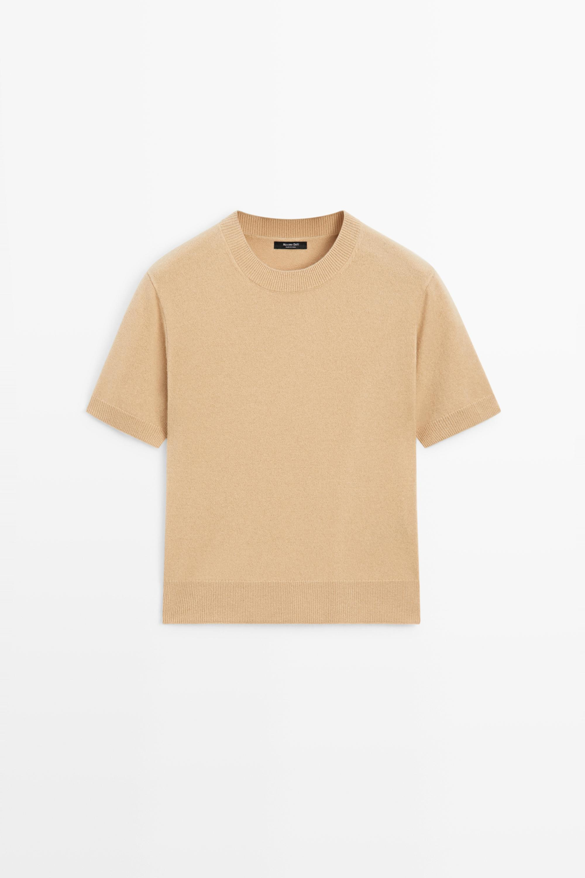 Wool blend short-sleeve knit sweater | Massimo Dutti UK