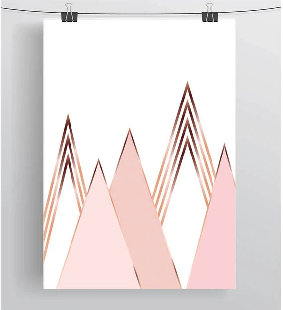 Rose Gold Scandinavian Print Rose Gold Mountain Print Rose Gold Wall Decor Copper Wall Decor Triangl | Etsy DE