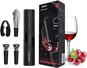 Electric Wine Opener Set TEBIKIN Automatic Wine Bottle Openers Cordless Battery Powered Corkscrew... | Amazon (US)