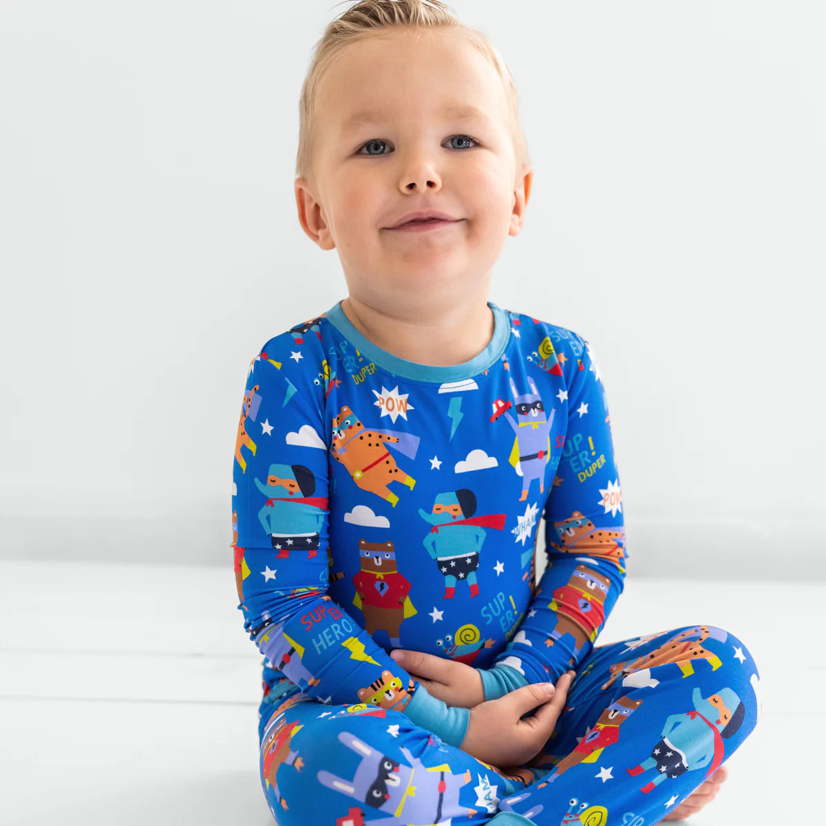 Blue Sleepy Heroes Two-Piece Long Sleeve & Pants Pajama Set | Little Sleepies