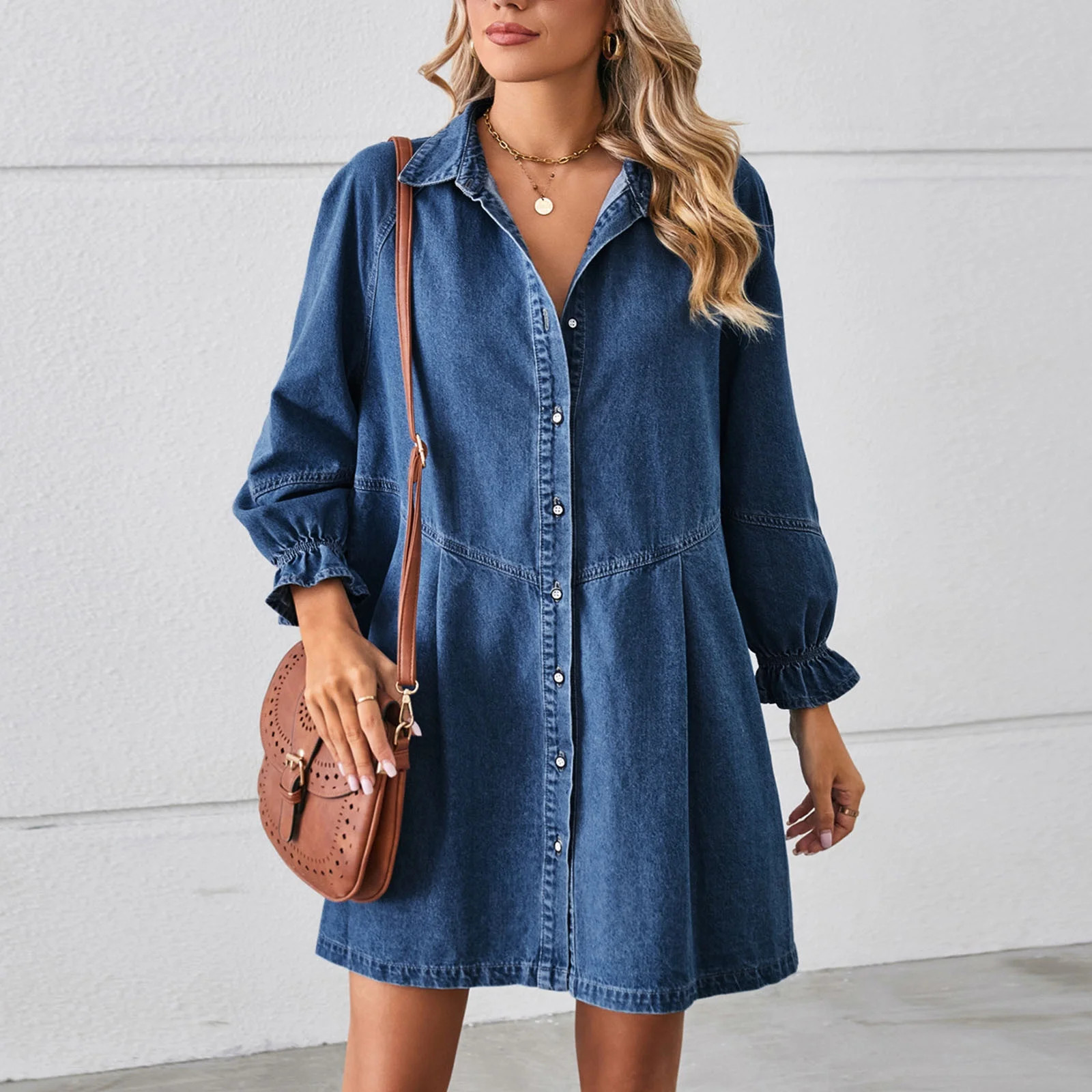 Gspmoly Summer Dresses for Women 2025, Fashionable Women'S Long Sleeved V-Neck Denim Loose Fittin... | Walmart (CA)