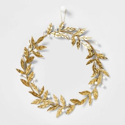 14in Metal Gold Botanical Wreath with White Berries - Wondershop&#8482; | Target
