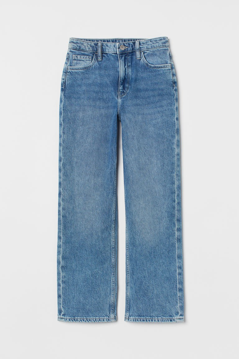H & M - Loose Straight Fit High Jeans - Blue | H&M (US + CA)