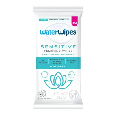 WaterWipes Sensitive Feminine, 99.9% Purified Water, pH Friendly for Daily Intimate Care, Gynecologist Approved, Fragrance Free Wipes - 28ct | Target