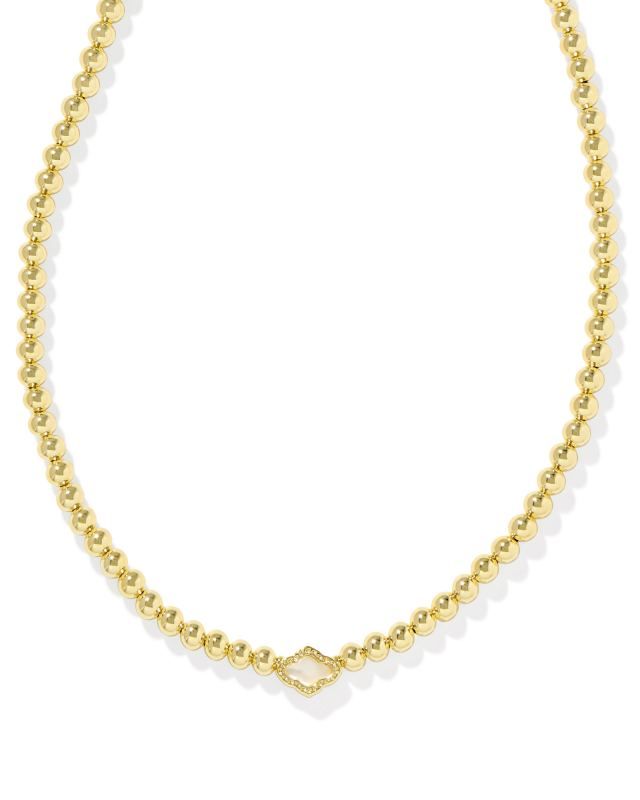 Abbie Gold Beaded Necklace in Natural Mother-of-Pearl | Kendra Scott