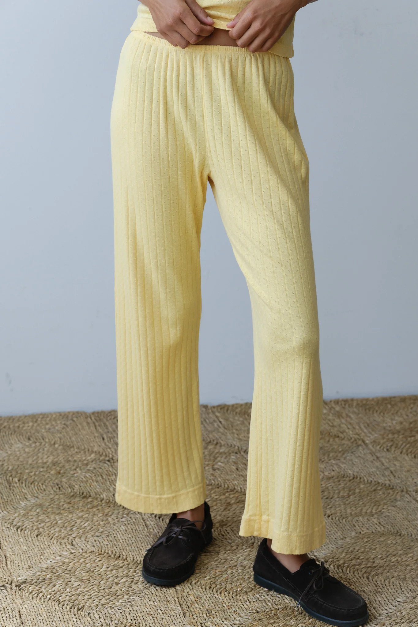 The Pointelle Simple Crop Pant Butter | DONNI.