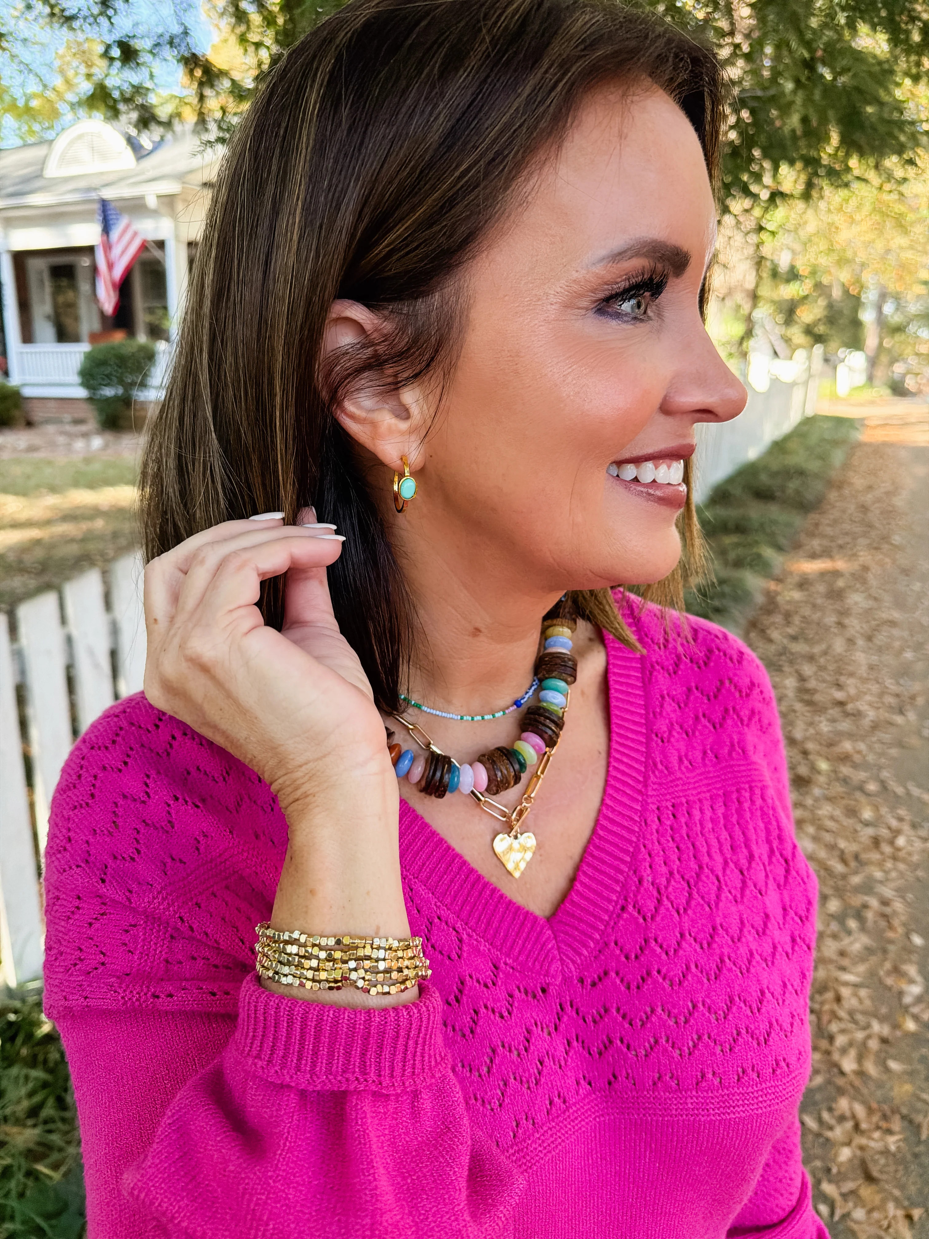 Turquoise Oval Mini Hoops | Erin McDermott Jewelry