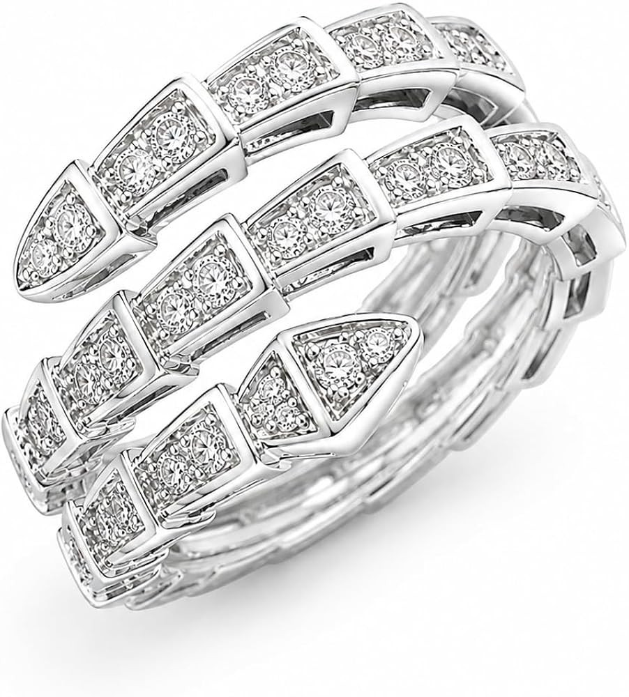 S925 Silver Spiral Snake Opening Ring,Cubic Zirconia,Women's Jewelry Gifts | Amazon (US)