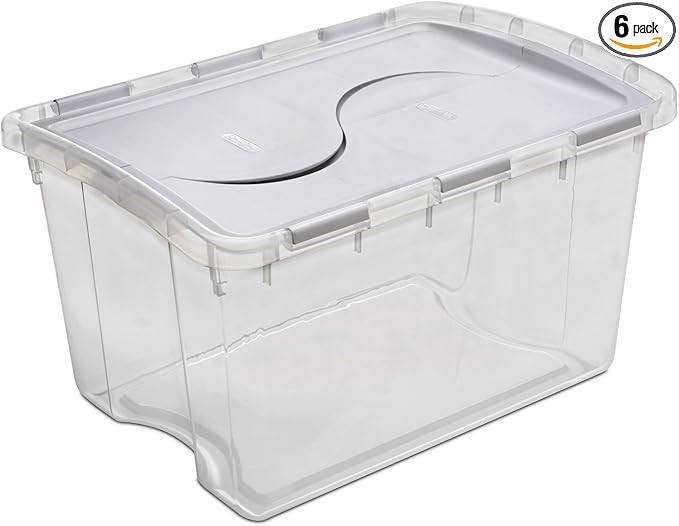Sterilite 48 Qt Hinged Lid Storage Box, Stackable Bin with Lid, Plastic Container to Organize Hom... | Amazon (US)