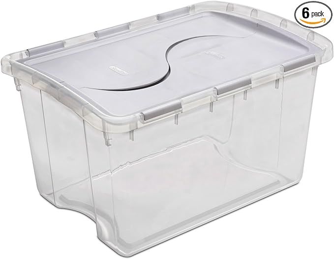 Sterilite 48 Qt Hinged Lid Storage Box, Stackable Bin with Lid, Plastic Container to Organize Hom... | Amazon (US)
