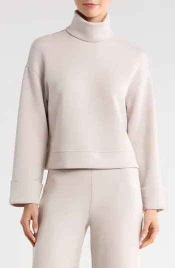 Cuffed Sleeve Crop Turtleneck Sweatshirt | Nordstrom