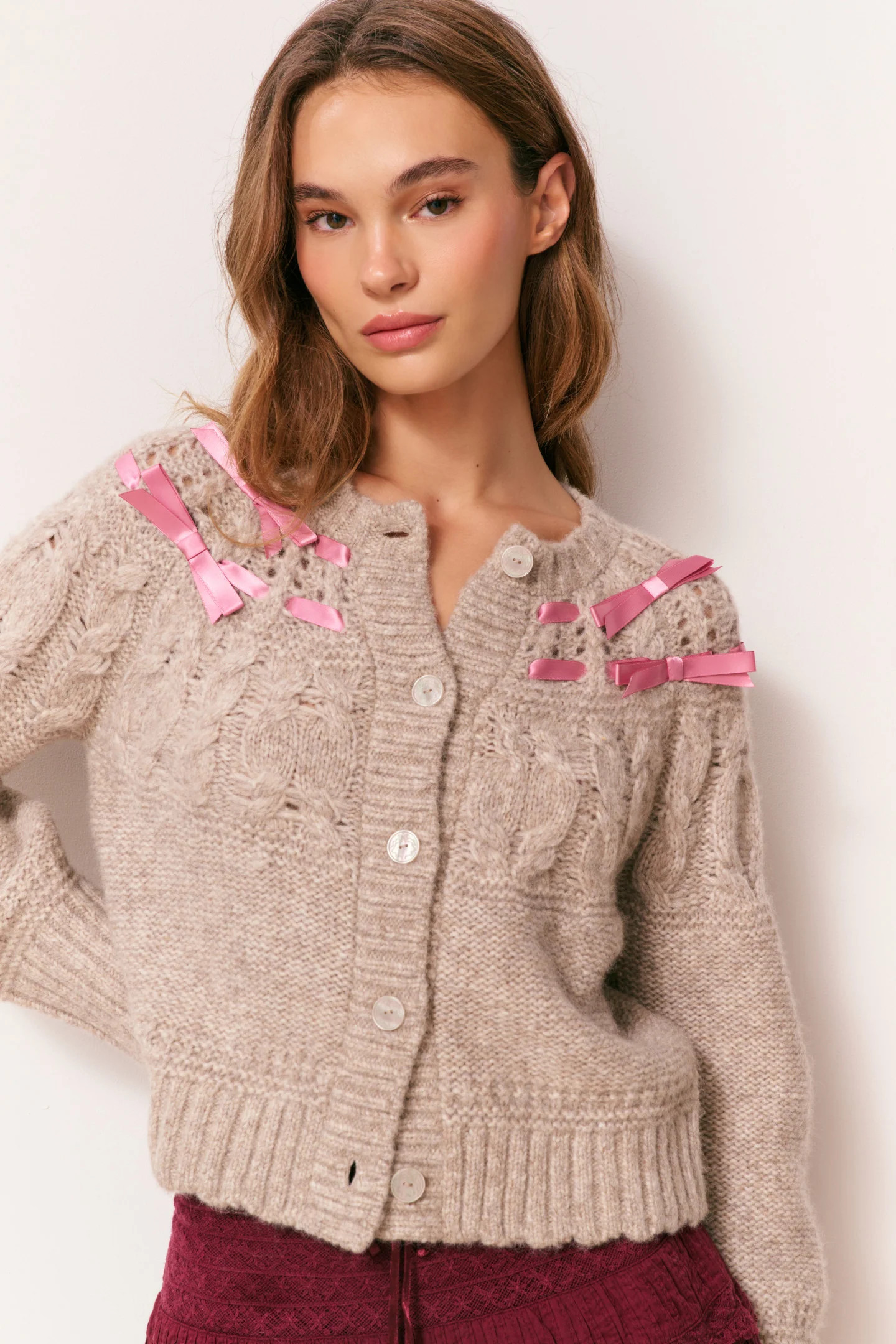 Clementian Alpaca-Blend Ribbon Cardigan | LoveShackFancy