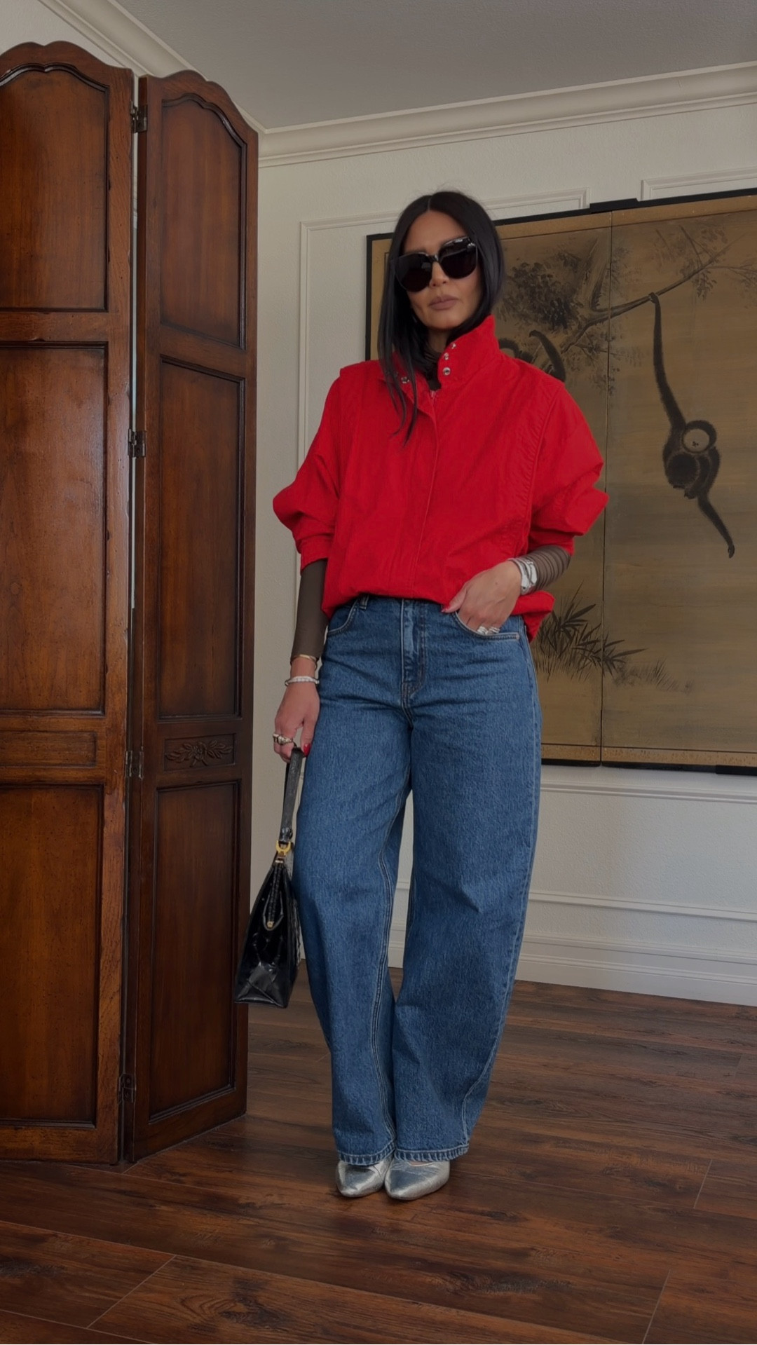 Effortless weekend? 
Linking similars for the vibe, but my jacket is the authentic vintage find. I’m wearing jeans size 28, they run true to size. Wearing red adds that quietly elevated touch. 

#LTKootd #LTKdayinmylife