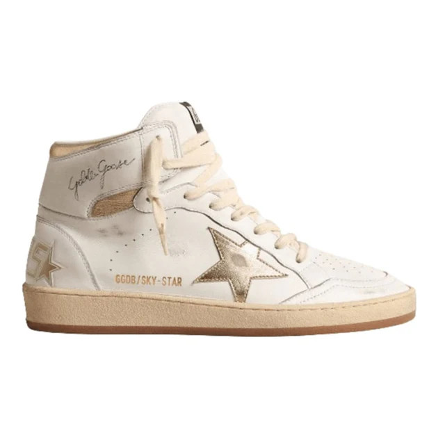 Golden Goose Sky-Star Gold Metallic Star and Heel Tab Women's Sneakers | Shop Simon