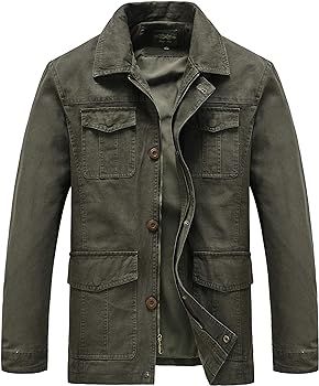 Men's Casual Military Jacket Lightweight Cotton Windbreaker | Amazon (US)