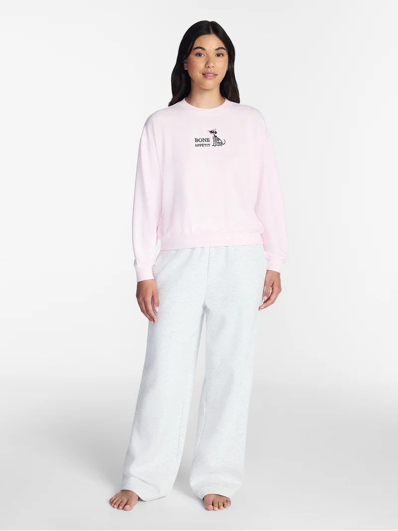 Halloween and Fall Women's French Terry Knit Lounge Sleep Top with Long Sleeves, Sizes XS-3X | Walmart (US)