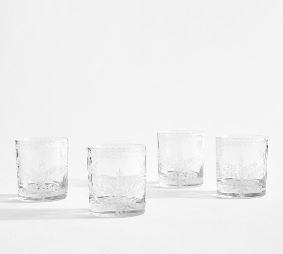 Etched Glass Snowflake Cocktail Glasses - Set of 4 | Pottery Barn (US)