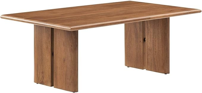 Modway Amistad 44" Rectangular Solid Wood Modern Farmhouse Coffee Table in Walnut | Amazon (US)