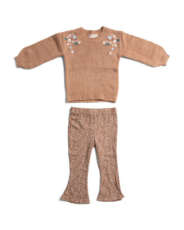 Infant Girls 2pc Balloon Sleeve Sweater And Flared Leggings Set | TJ Maxx