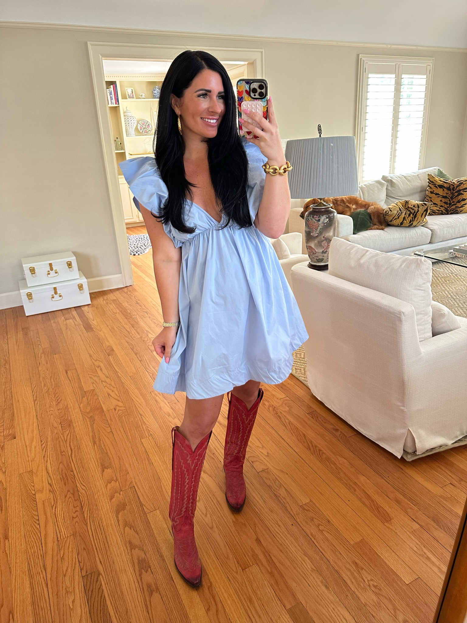 boots with blue dress Love this polka dotted blue dress and brown boots combo as a winter outfit.  : r/oldhagfashion