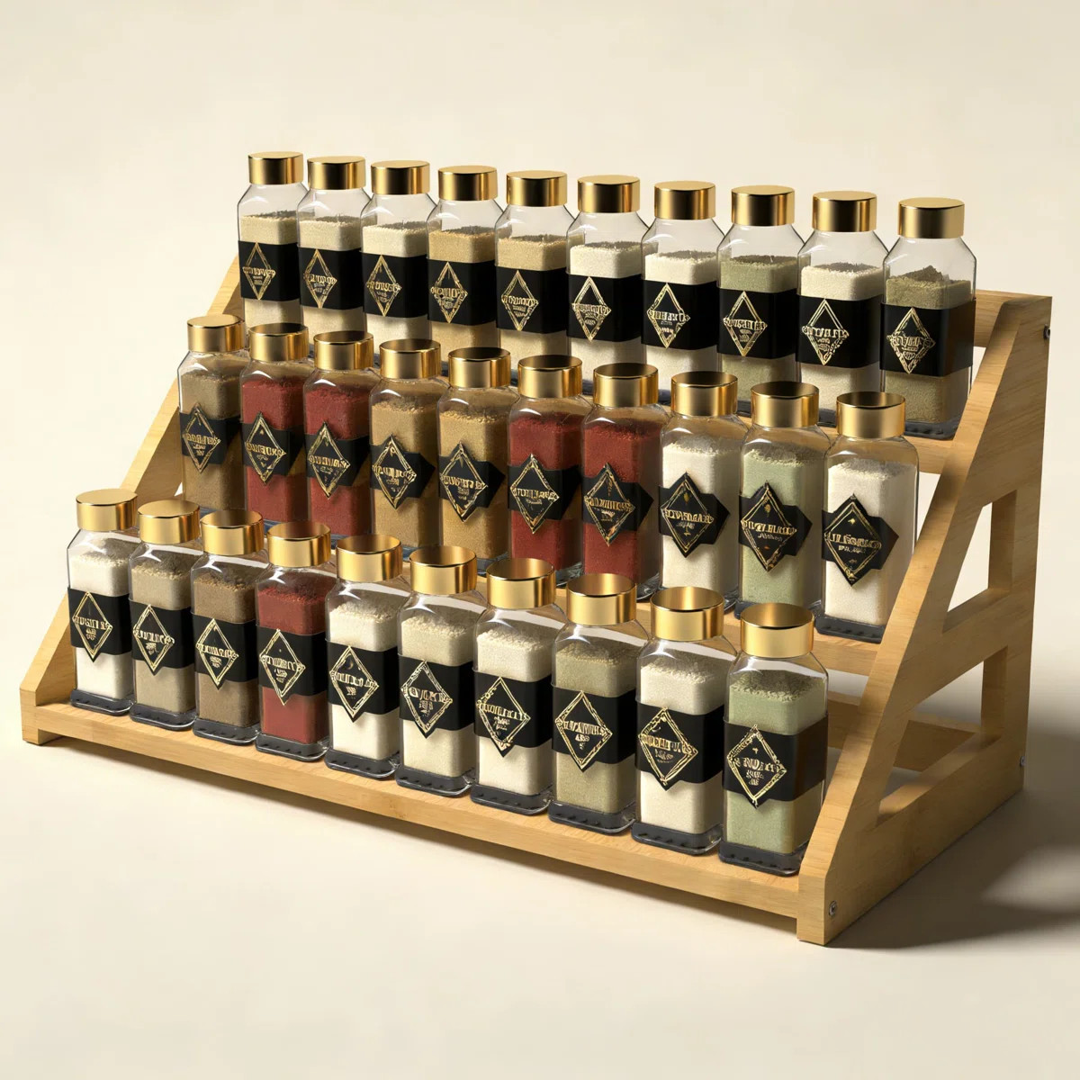 3-Tier Bamboo Spice Rack Organizer For Kitchen Countertop Or Cabinet, Holds 24 Spice Jars With No... | Wayfair North America