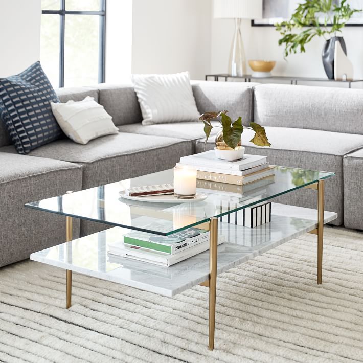 Mid-Century Art Display Coffee Table - Marble | West Elm (US)