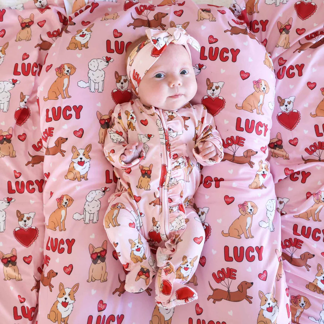 Pups & Kisses Knit Large Bow Headwrap | Pink | Caden Lane
