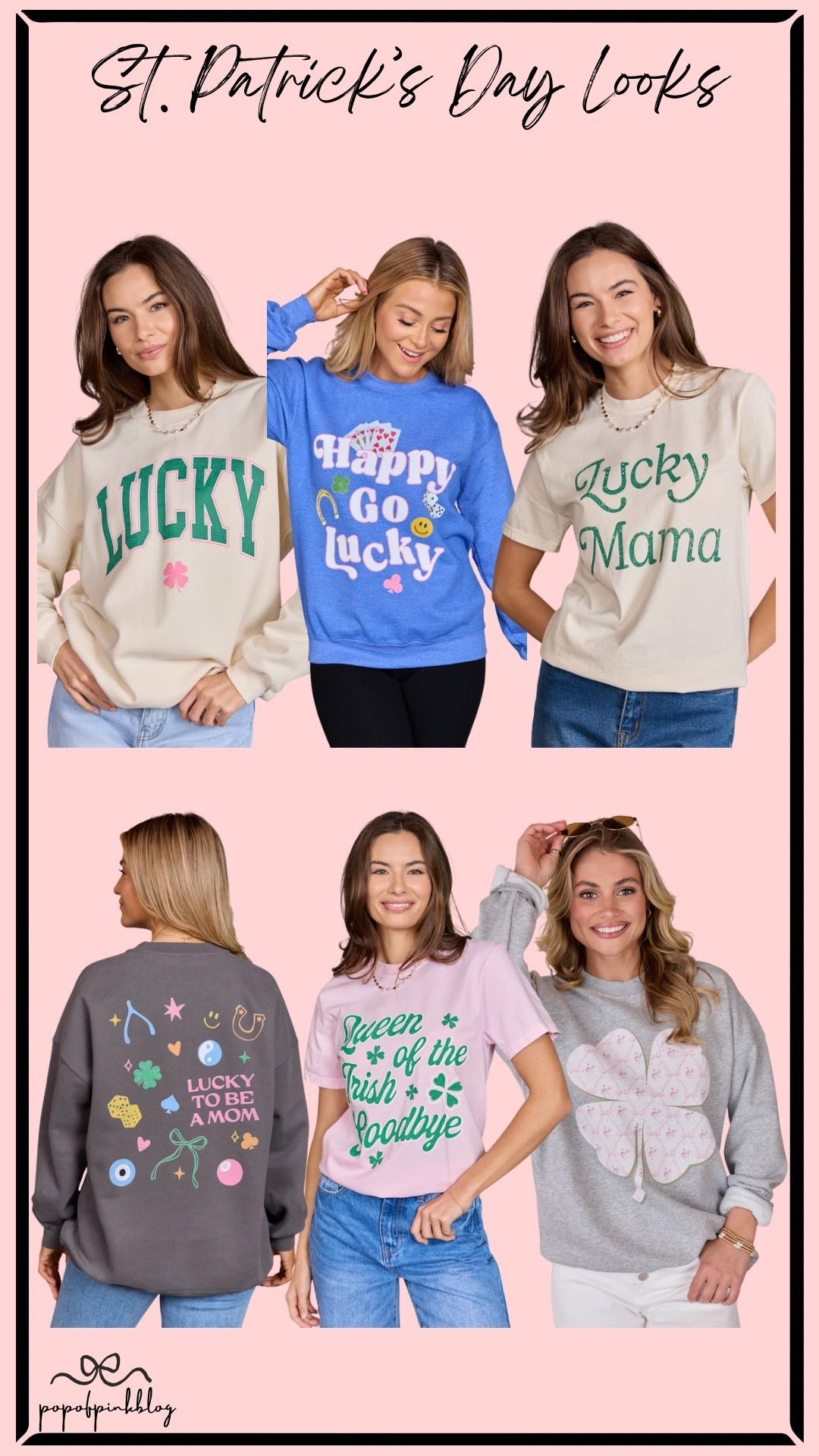 St. Patrick’s Day Looks🍀☘️
St Patrick’s Day shirt
St Patrick’s day sweatshirt
Mama shirt
Mama sweatshirt 
Lucky sweatshirt 
Pink Lily finds

#LTKSeasonal #LTKootd #LTKSaleAlert