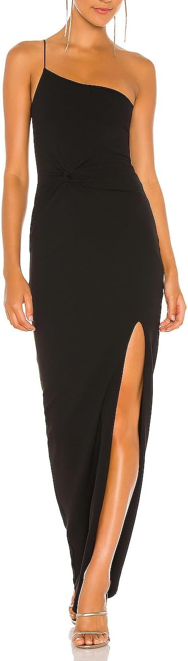 JLCNCUE Women Spaghetti Strap One Shoulder Bodycon Maxi Dress Thigh High Slit Formal Dress Knot R... | Amazon (US)