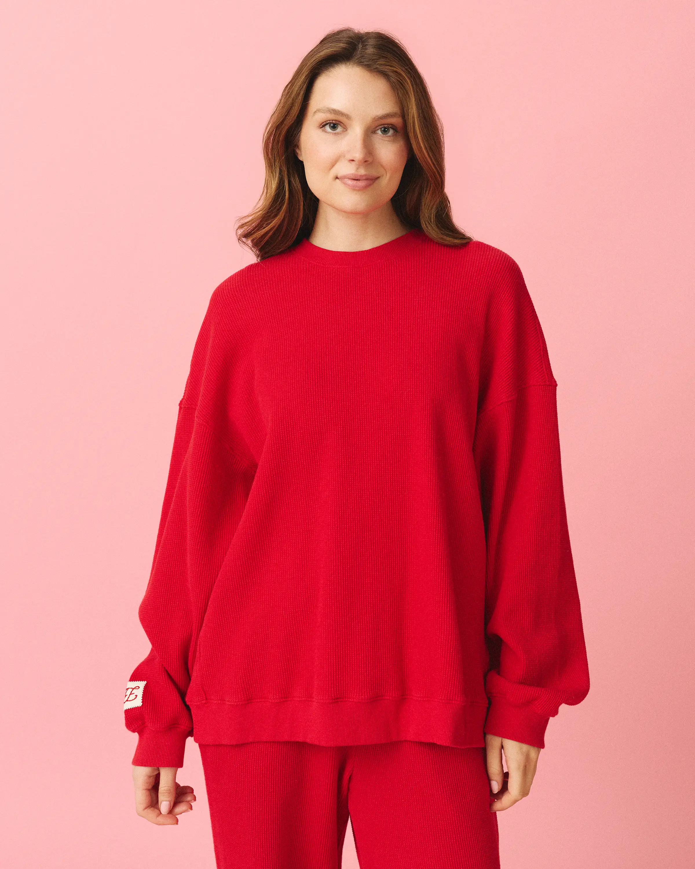 Long Sleeve Waffle Tee in Cherry | Eleven Eleven