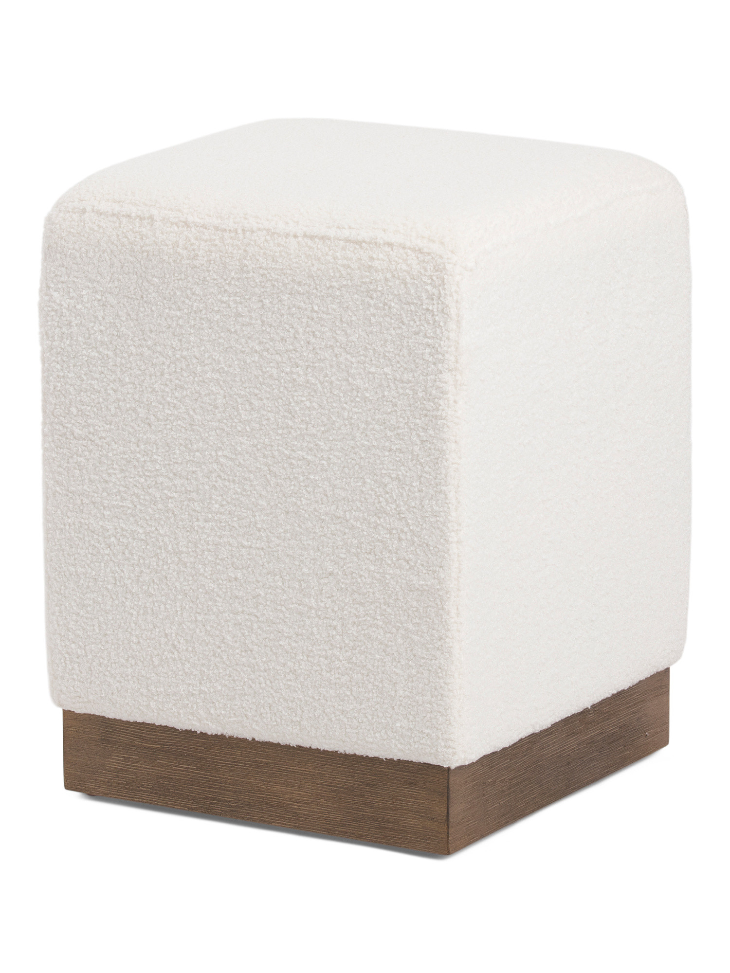 18in Boucle Ottoman With Wood Base | Poufs & Ottomans  | Marshalls | Marshalls