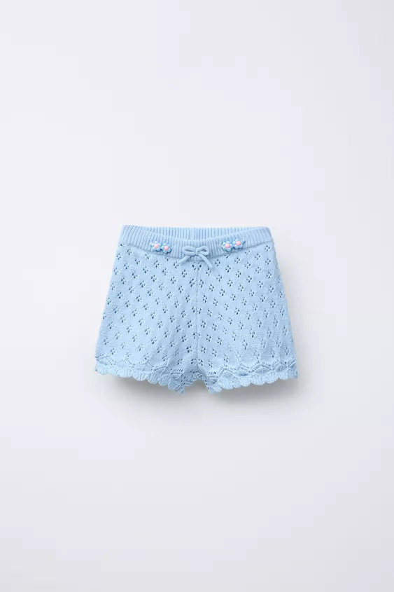 BEADED KNIT SHORTS Sky blue Fuchsia | Zara US