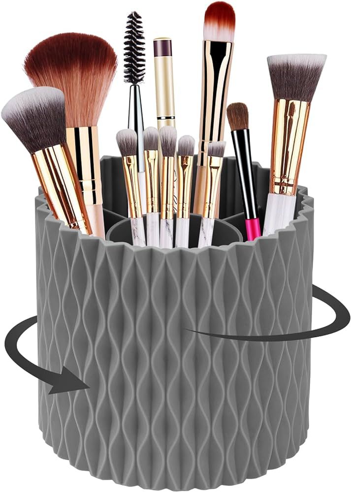 Makeup Brush Holder 360° Rotating Makeup Organizer 5 Slot Makeup Brushes Cup Pen Holder for Vani... | Amazon (US)