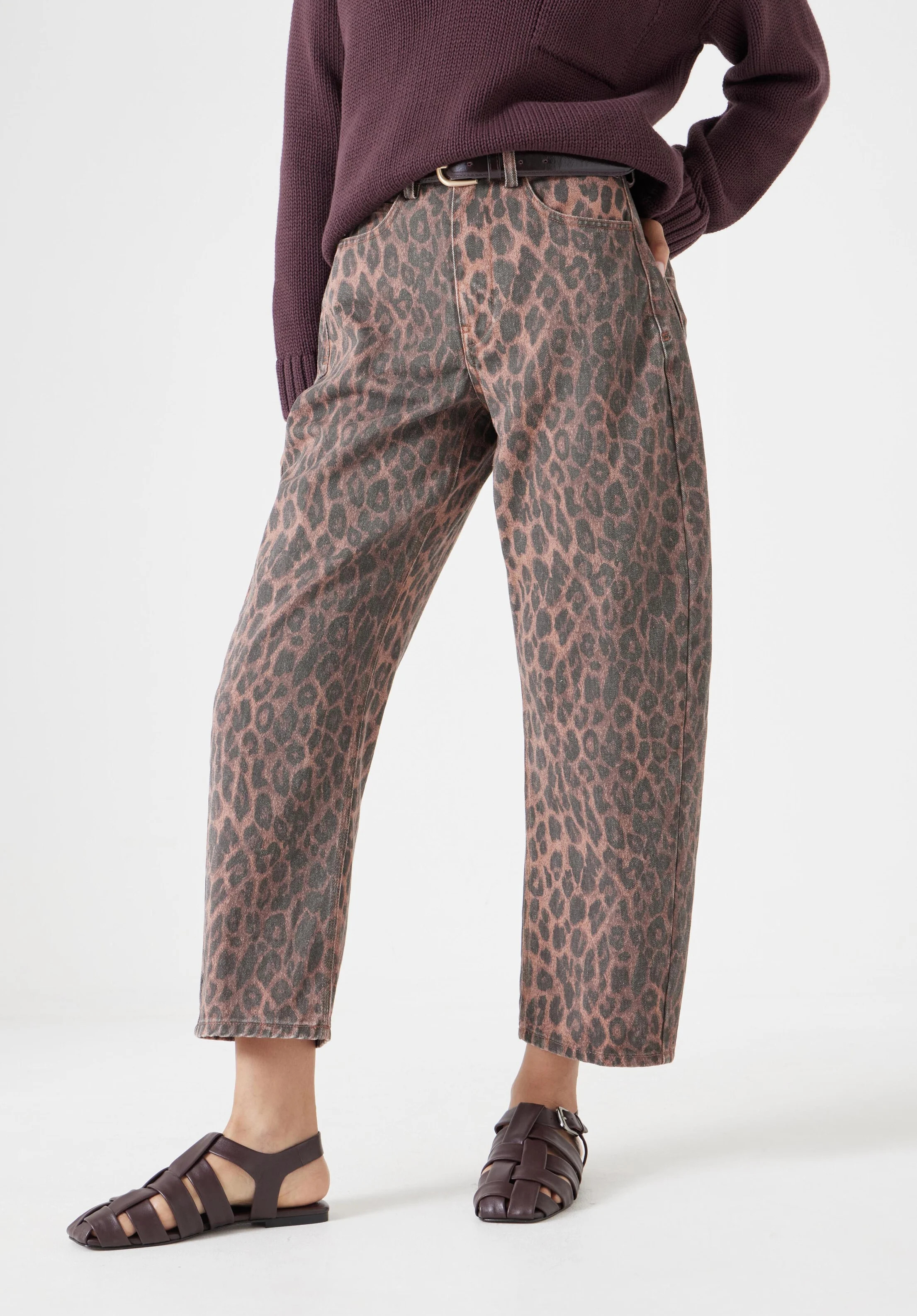 Leopard Print Barrel Leg Jeans | Hush UK
