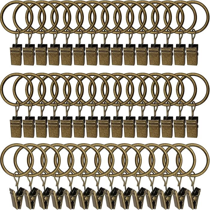 44 Pack Curtain Rings with Clips, Curtain Clip Rings Hooks, Bow Hanger Clips for Hanging Drapery ... | Amazon (US)
