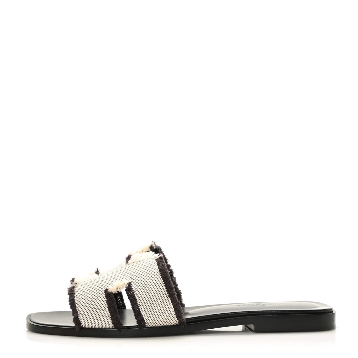 Calfskin Canvas Oran Fringe Sandals 37 Prunoir | FASHIONPHILE (US)