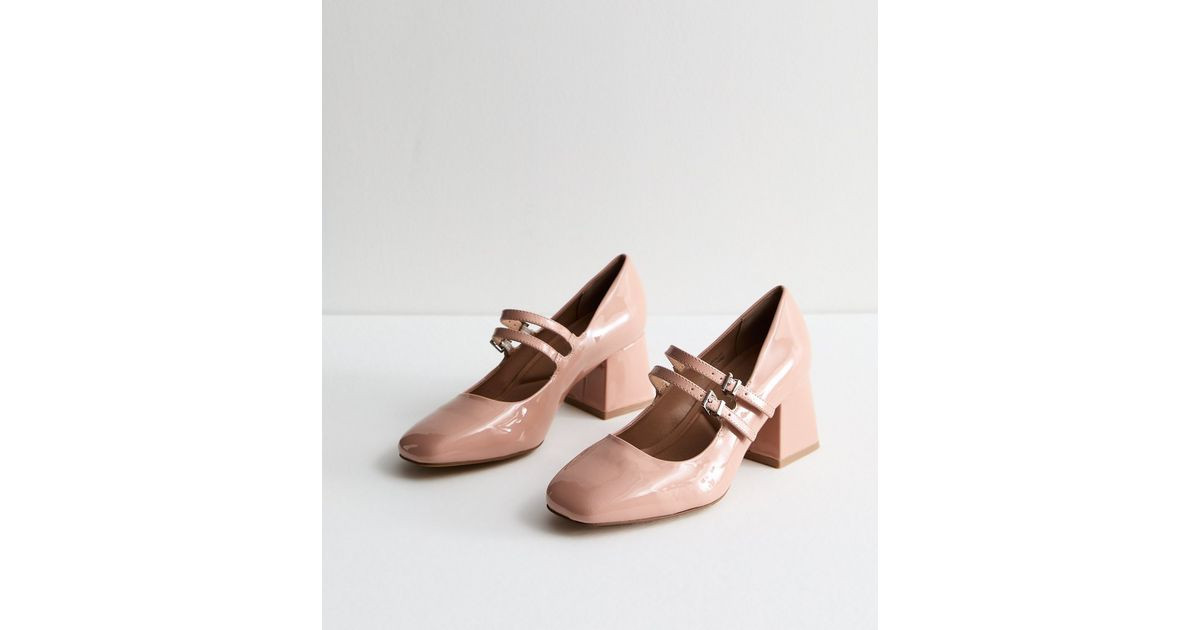 Wide Fit Pale Pink Patent Block Heel Mary Jane Shoes
						
						Add to Saved Items
						Remove... | New Look (UK)