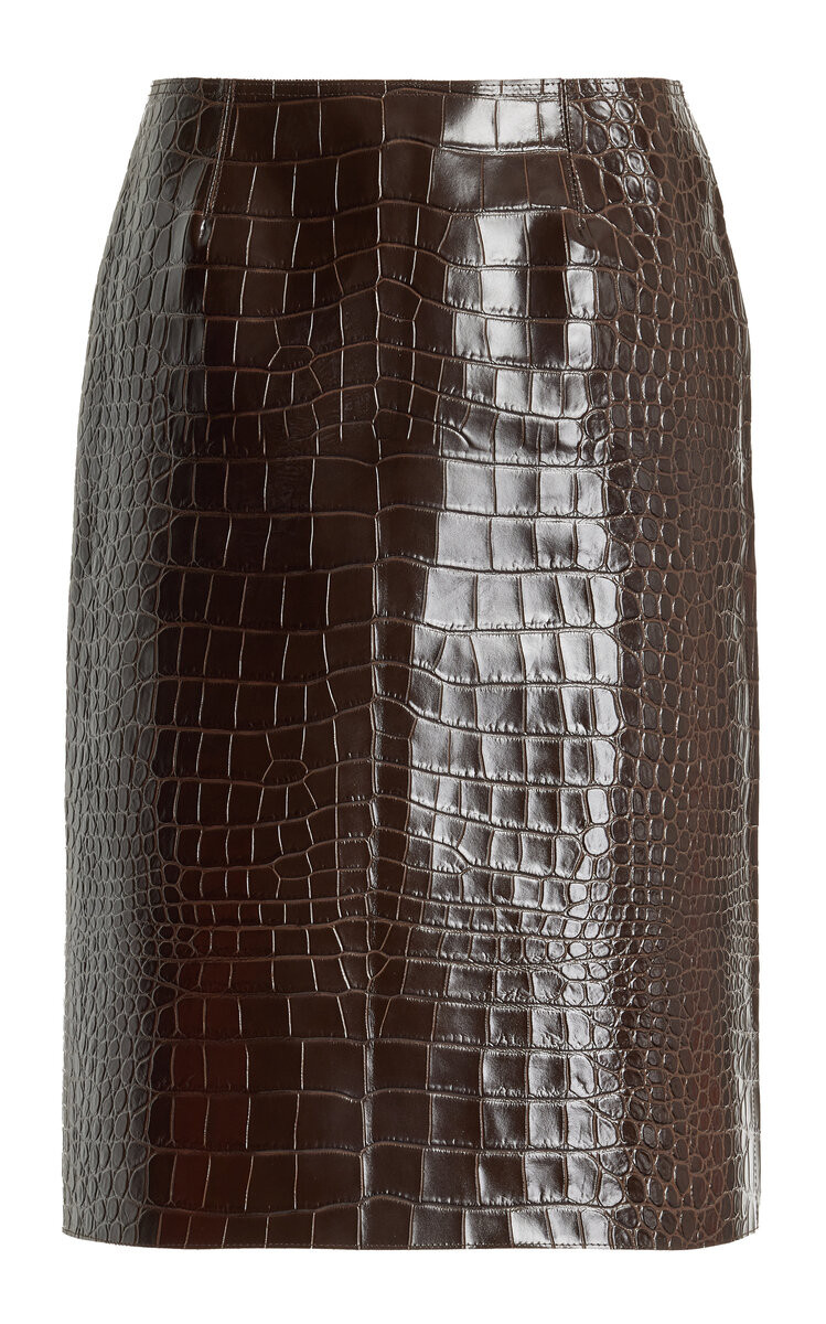 Wile Croc-Effect Leather Midi Skirt | Moda Operandi (Global)