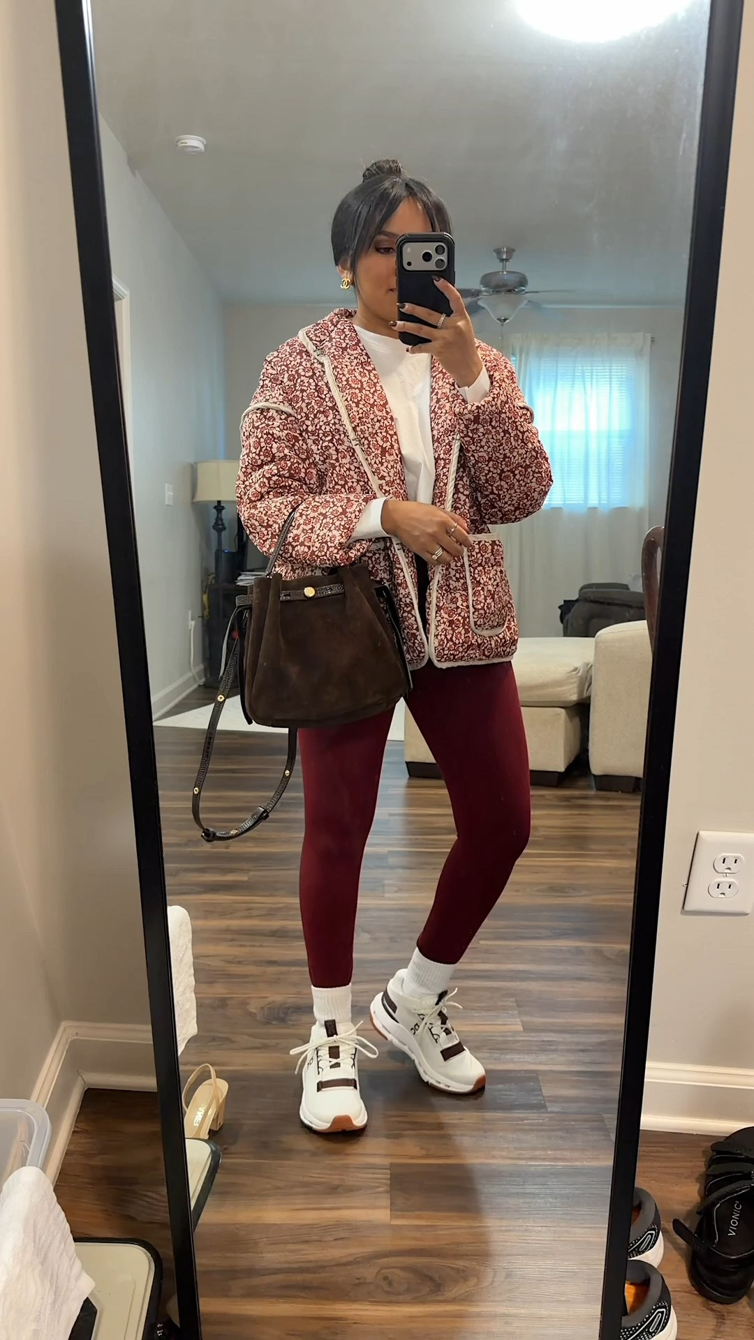 Quilted jacket size xs TTS
Tee size xs petite TTS
Leggings size medium regular - I like to size up a size for a comfortable waistband and regular length 
Sneakers size 6.5 TTS 



#LTKStyleTip #LTKFindsUnder50 #LTKTravel