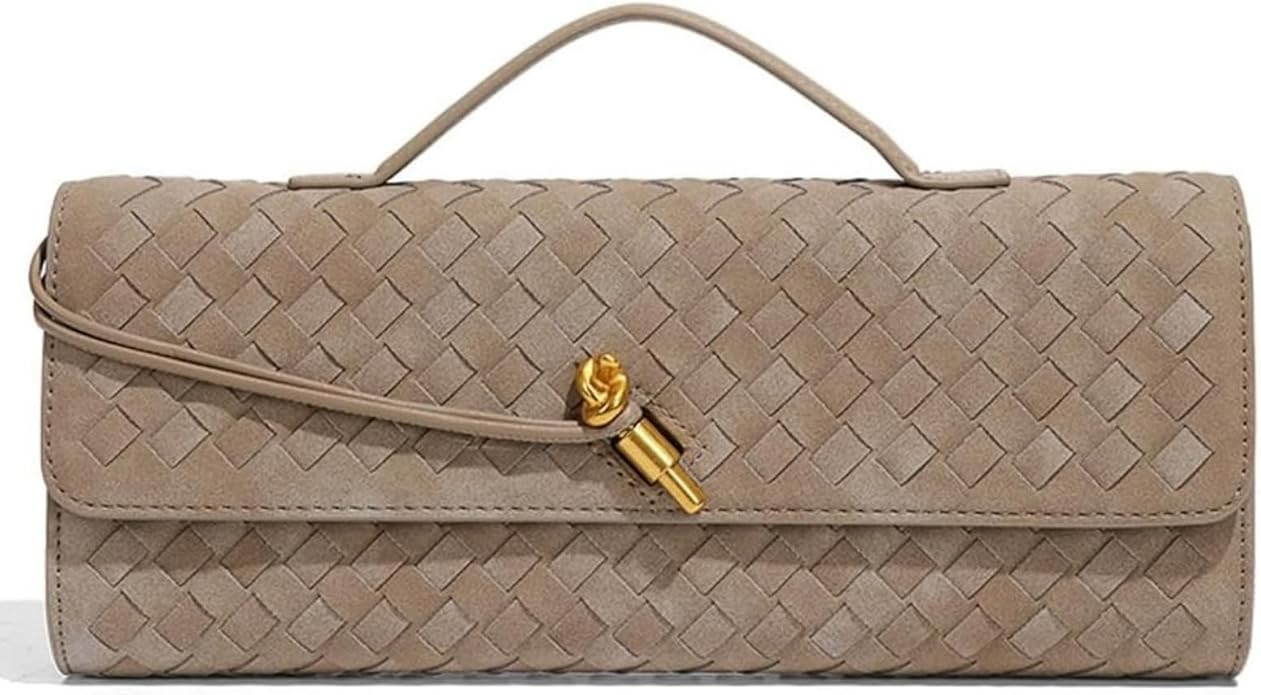 Suede Woven Handbags for Women Handmade Trendy Woven Evening Bag PU Suede Leather Handbags Crossb... | Amazon (CA)