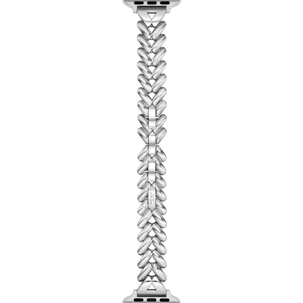 Kate Spade New York herringbone 16mm Apple Watch® bracelet watchband in Silver at Nordstrom | Nordstrom