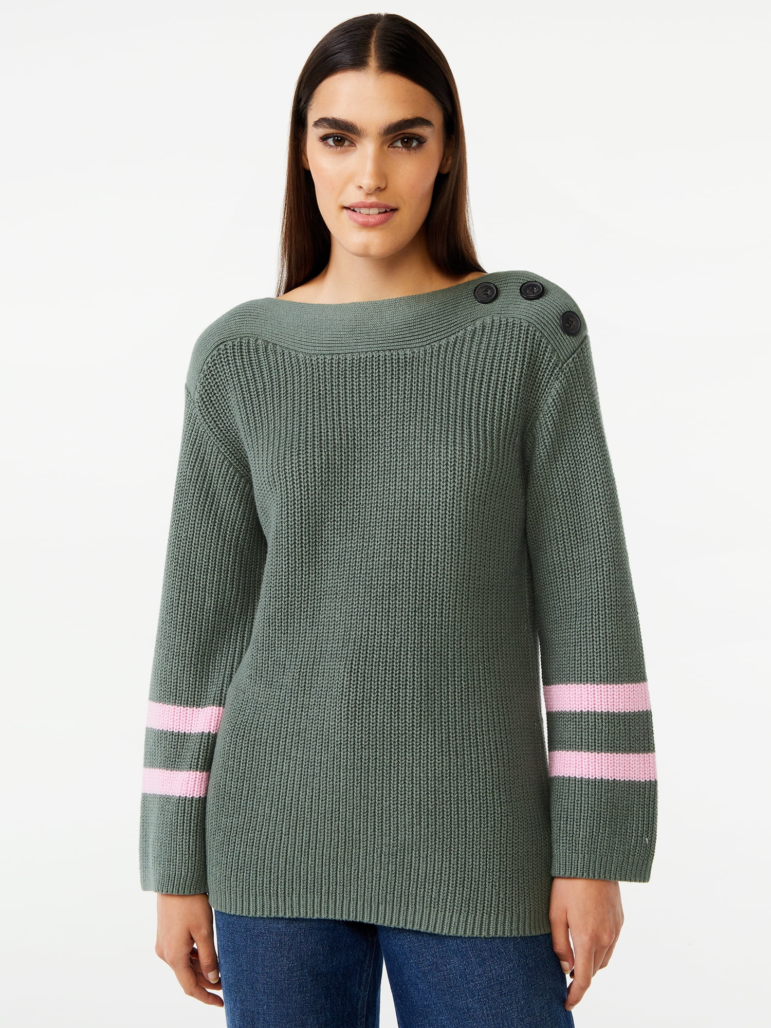 Free Assembly Women’s Button Shoulder Sweater - Walmart.com | Walmart (US)
