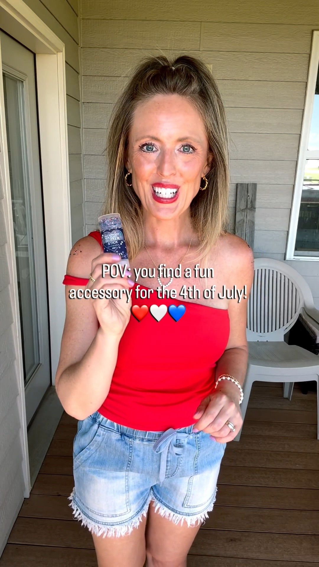 This patriotic glitter stick is so much fun! ❤️🤍💙 For kids and adults alike! The kids and I like it on the face and arms however it does work in hair, as well! Super fun for the 4th of July with extra sparkle! 

As an Amazon Influencer I earn commission on qualifying purchases.

Red, white and blue accessories, mom style, 4th of July sparkle, patriotic glitter stick, red one shoulder top, denim shorts, 4th of July fashion, July outfit idea, summer vibes, kids fun accessories

#LTKmomlife #LTKKids #LTKdayinmylife