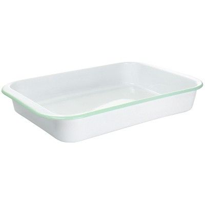 Martha Stewart Enamel On Steel 13in x 9in Rectangular Container in White and Mint | Target