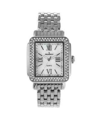 Women's 36X30mm Silver Tank Bracelet Watch Panther Link Bracelet | Macy's